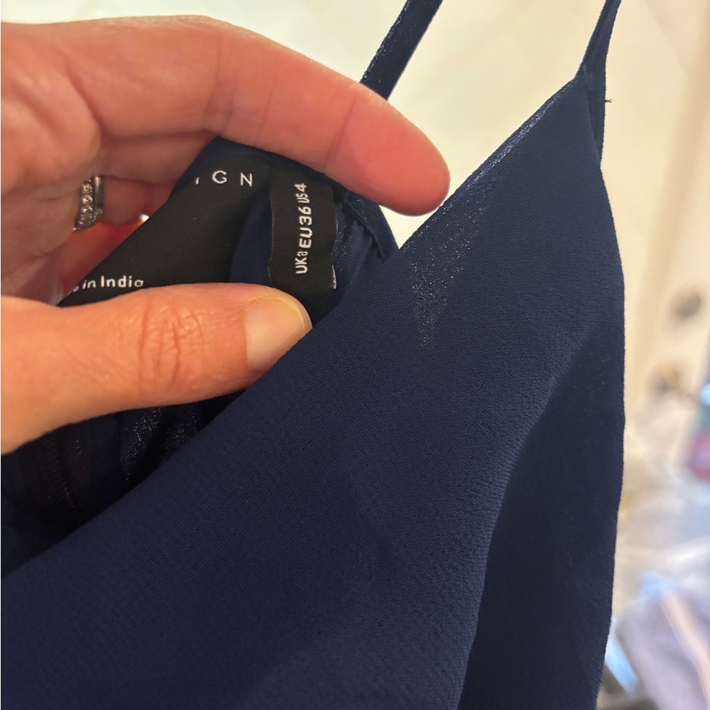 NWT Asos formal dress with tie front navy blue - Picture 5 of 6